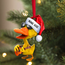 Load image into Gallery viewer, Personalized Duck Playing Guitar Christmas Ornament - Perfect Gift for Guitar Lovers
