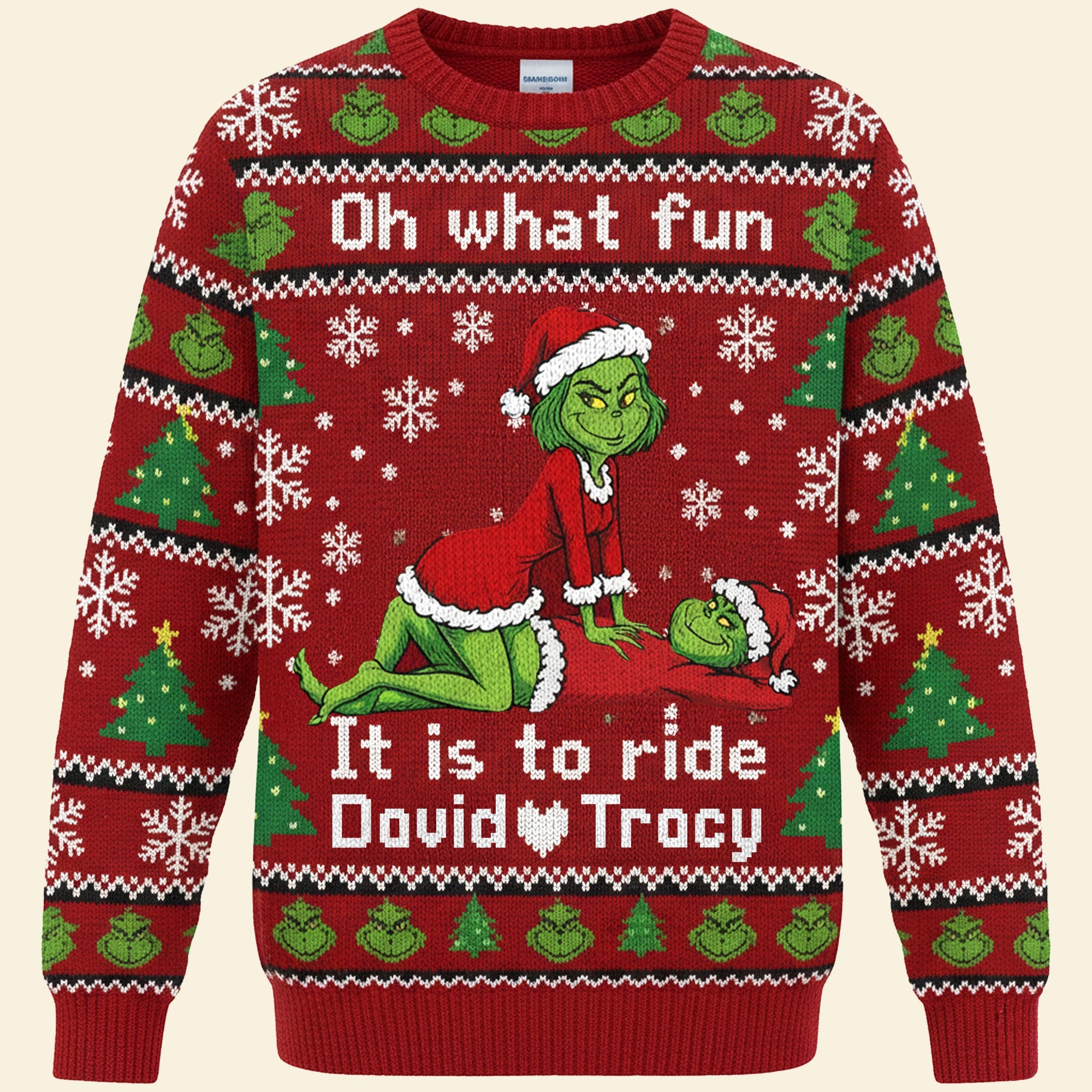 Oh What Fun! Personalized Funny Couple Ugly Sweater - Custom Gift for Couples AOP Products PopCulturePrints