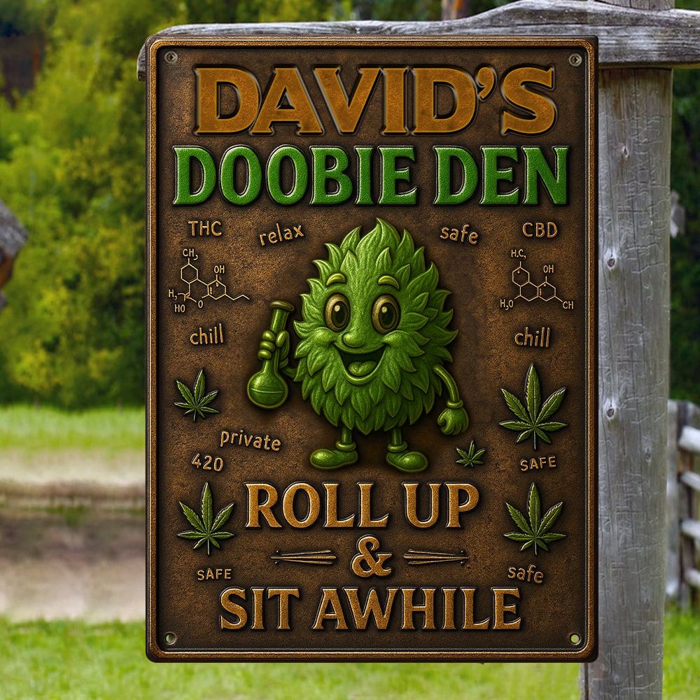 "Roll Up & Enjoy Your Space" - Personalized Metal Sign for Smokers - Unique Gift for Friends and Family Metal Signs PopCulturePrints