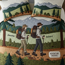 Load image into Gallery viewer, Adventure Awaits: Personalized Hiking Buddies Quilt Bed Set - Perfect Gift for Adventurous Couples Bedding Set PopCulturePrints
