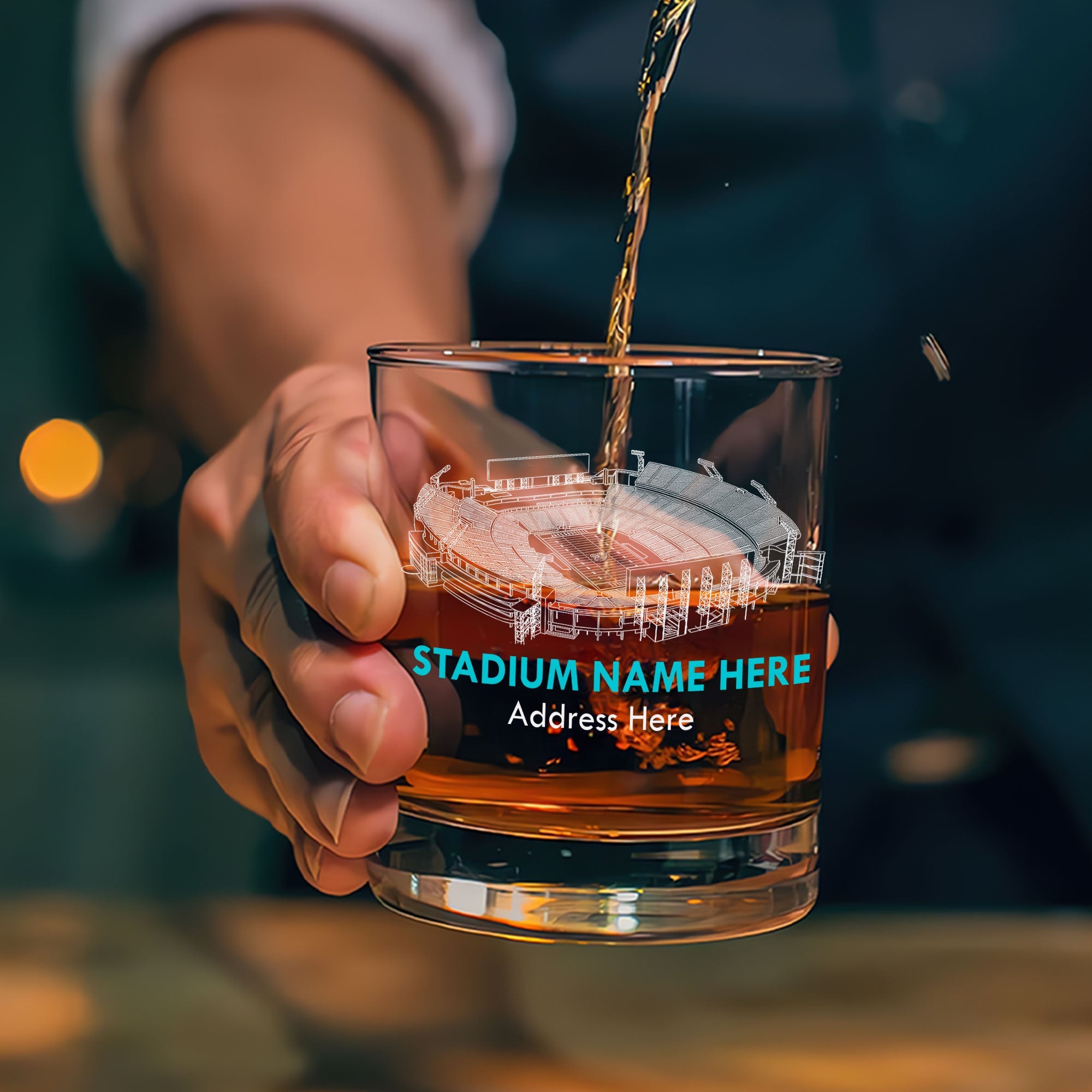 Custom Whiskey Glass for American Football Fans - Personalized Stadium Design