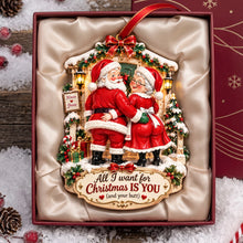 Load image into Gallery viewer, All I Want for Christmas is You - Personalized Blushy Touch Santa Couple Ornament Ornament PopCulturePrints
