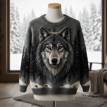 Load image into Gallery viewer, Embrace the Spirit of the Wild with The Wild Wolf Ugly Sweater - Personalized Gifts for Wolf Lovers AOP Products PopCulturePrints
