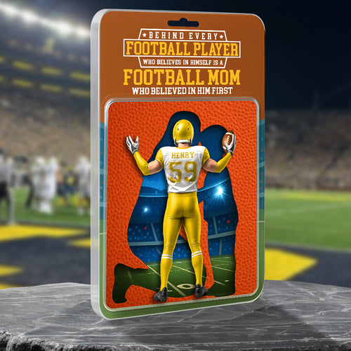 Behind Every Football Player, There's a Football Mom - Personalized Acrylic Plaque for Mom Shaped Plaques PopCulturePrints