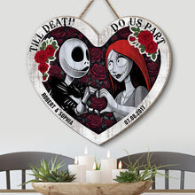 Load image into Gallery viewer, Personalized 'Till Death Do Us Part' Heart-Shaped Wood Sign - Unique Couple's Gift Wood Sign PopCulturePrints
