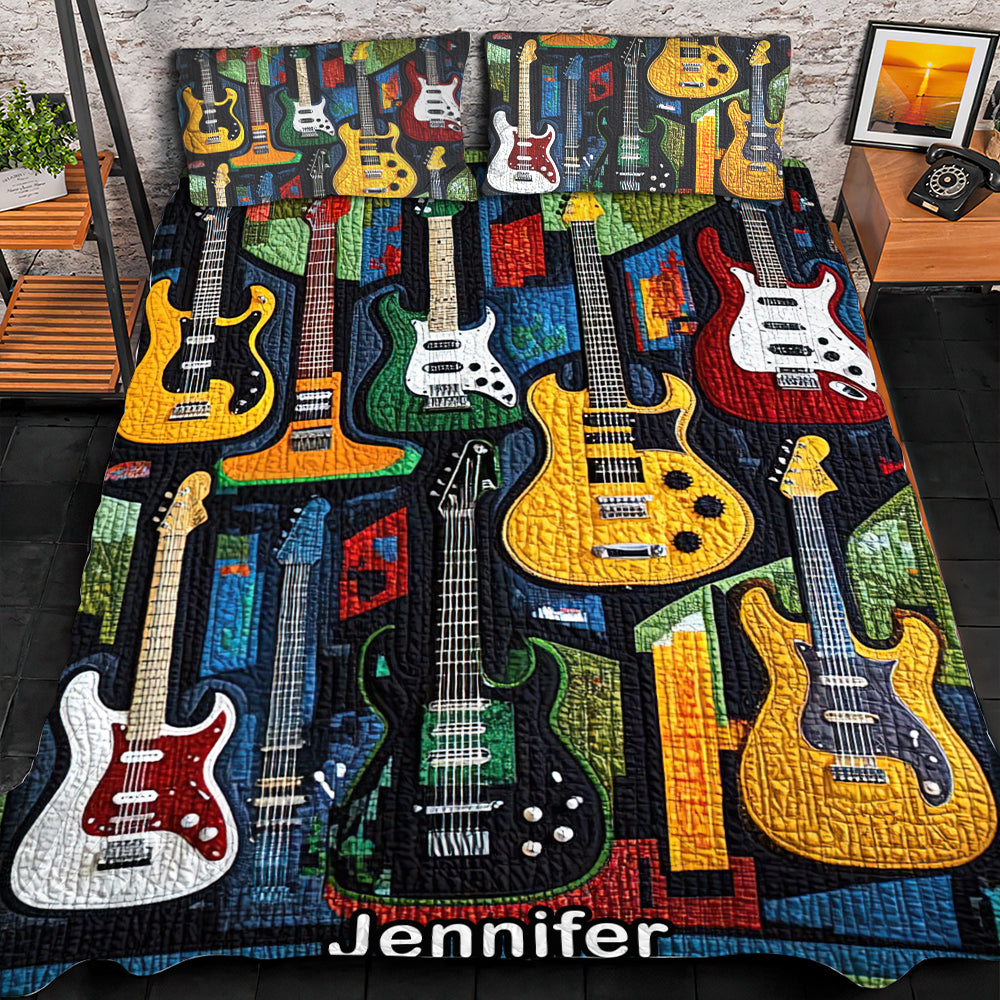 Personalized Guitar Lovers Quilt Bed Set Blanket PopCulturePrints