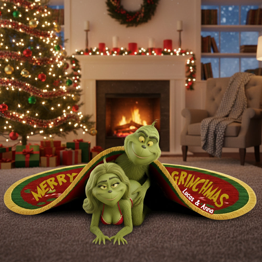 "Love & Laughter Await - Naughty Green Couples Shaped Doormat" - Personalized Gifts for Couples Doormat PopCulturePrints