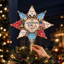 Load image into Gallery viewer, “Celebrate Togetherness!” - Patriot Family Tree Topper - Personalized Christmas Gifts for Family Ornament PopCulturePrints

