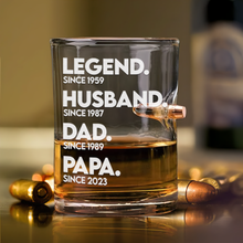 Load image into Gallery viewer, &quot;Legend since 1959 - Personalized Dad Bullet Glass | Unique Gift for Dad, Grandpa &amp; Husband&quot; Bullet Glass PopCulturePrints
