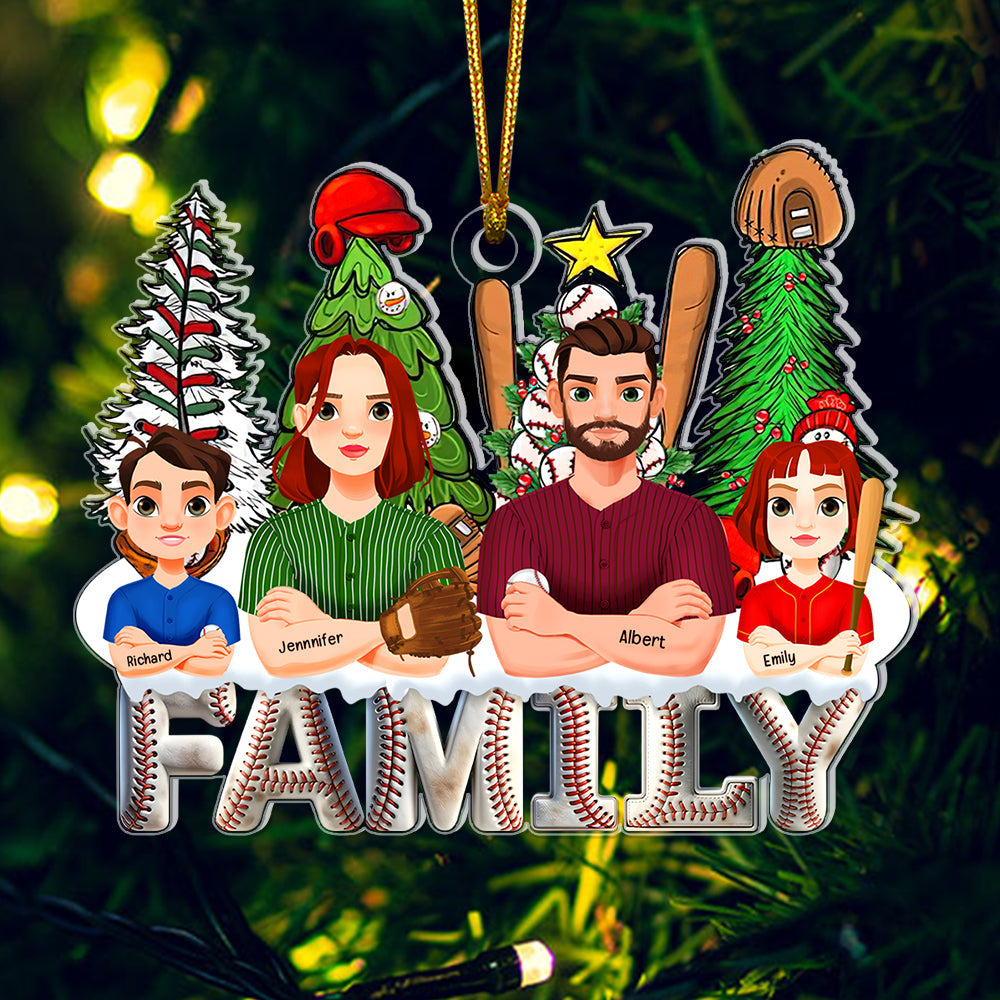 Personalized Baseball Family Acrylic Ornament - Custom Characters & Names Ornament PopCulturePrints
