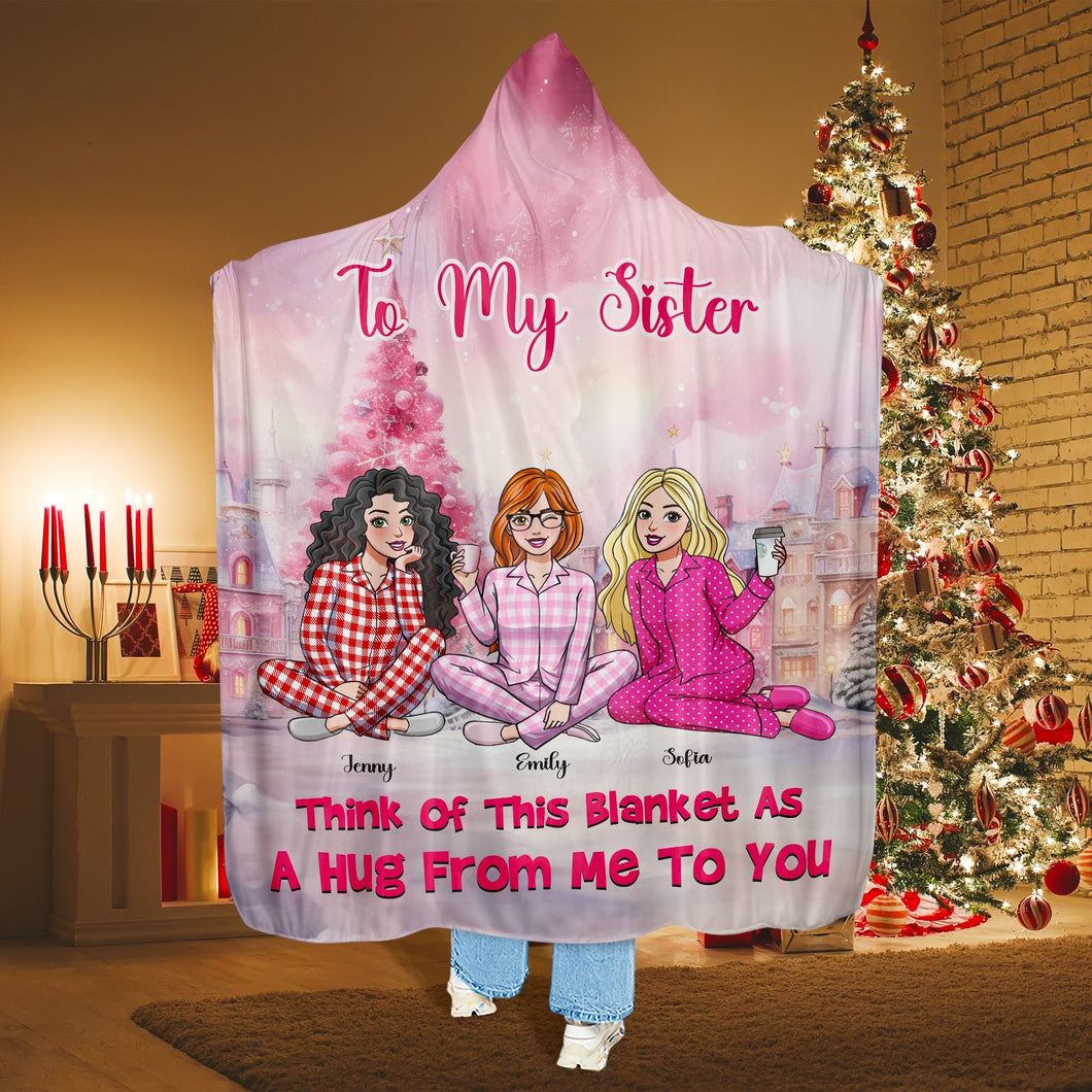 Cozy Personalized Christmas Blanket Hoodie for Sisters