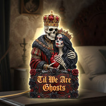 Load image into Gallery viewer, "Til We Are Ghosts" - Gothic Skeleton Couple Acrylic Light Box - Personalized Gift for Couples, Lovers and Friends Light Box PopCulturePrints
