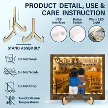 Load image into Gallery viewer, Mother &amp; Daughter: A Bond That Can&#39;t Be Broken - Personalized LED Light Wooden Plaque LED Light Wooden Plaque PopCulturePrints
