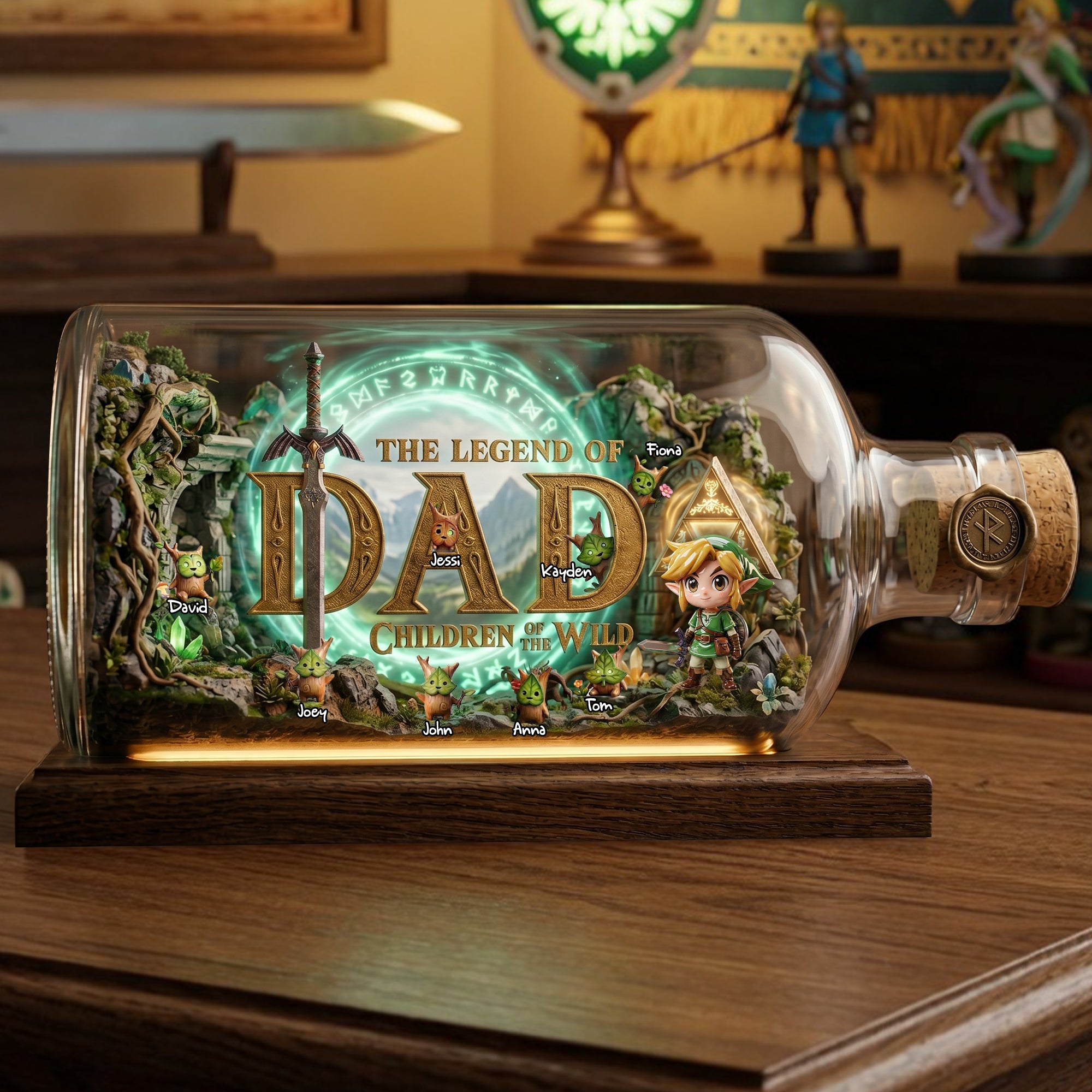 "The Legend of Dad - A Journey Through Adventure" - Personalized Dad Gift Plaque for Father's Day, Grandpa, and More Shaped Plaques PopCulturePrints