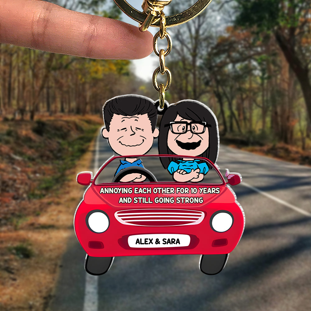 Personalized Couple Keychain - Custom Cartoon Car Keychain Gift