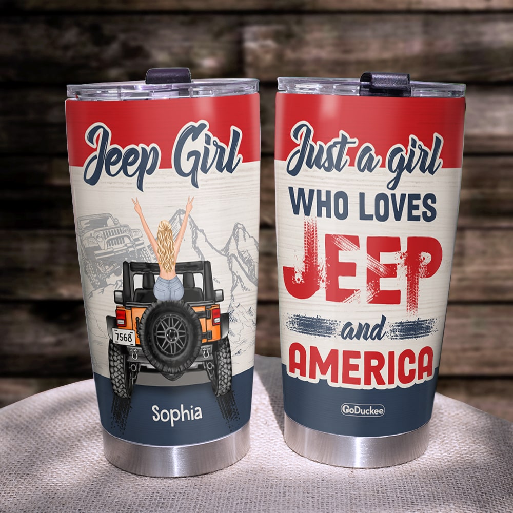 Personalized Jeep Girls Tumbler - Custom Name Travel Mug