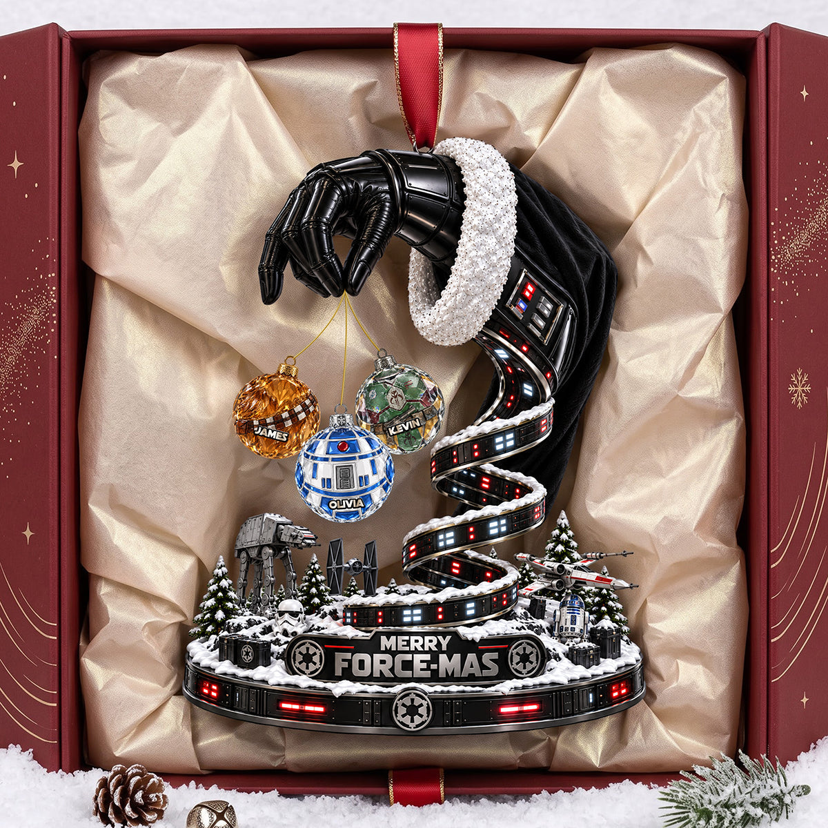 “Celebrate the Force this Christmas!” - Merry Space-mas Christmas Ornament, Personalized Gift for Star Wars Fans