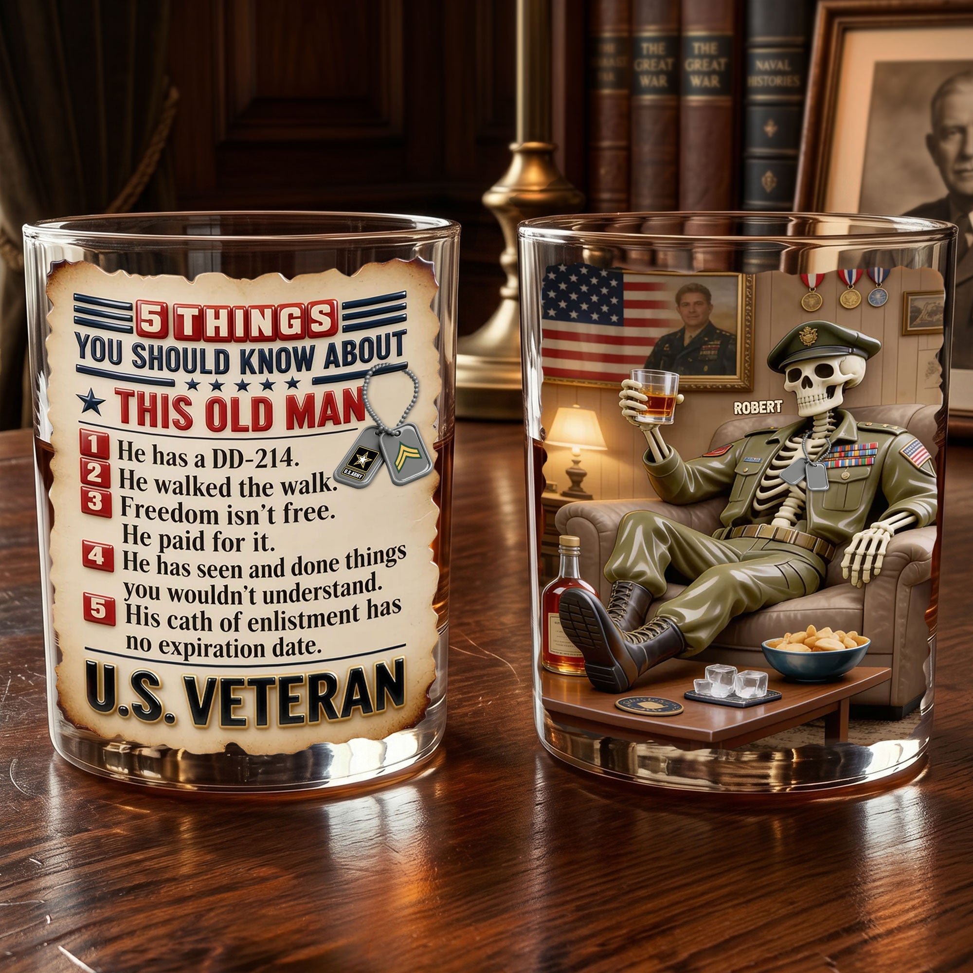 “Honor the Brave” - Personalize Your Own Round Glass for Veterans