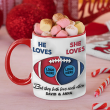 Load image into Gallery viewer, Custom American Football Couple Mug | Personalized Valentine&#39;s Day Gifts for Fans Coffee Mug PopCulturePrints

