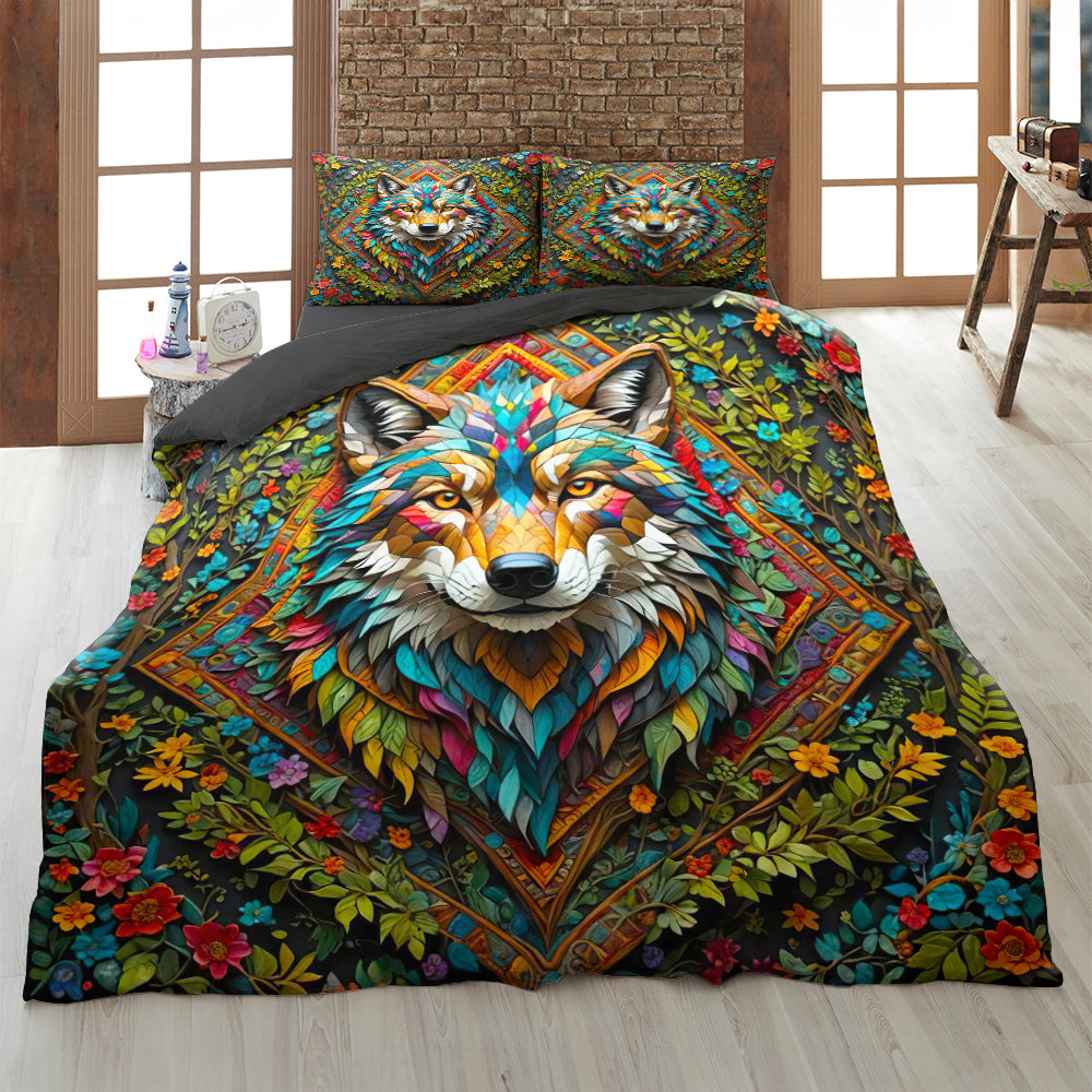 Howling Wolf Quilt Bed Set - Perfect Gifts for Wolf Lovers Blanket PopCulturePrints
