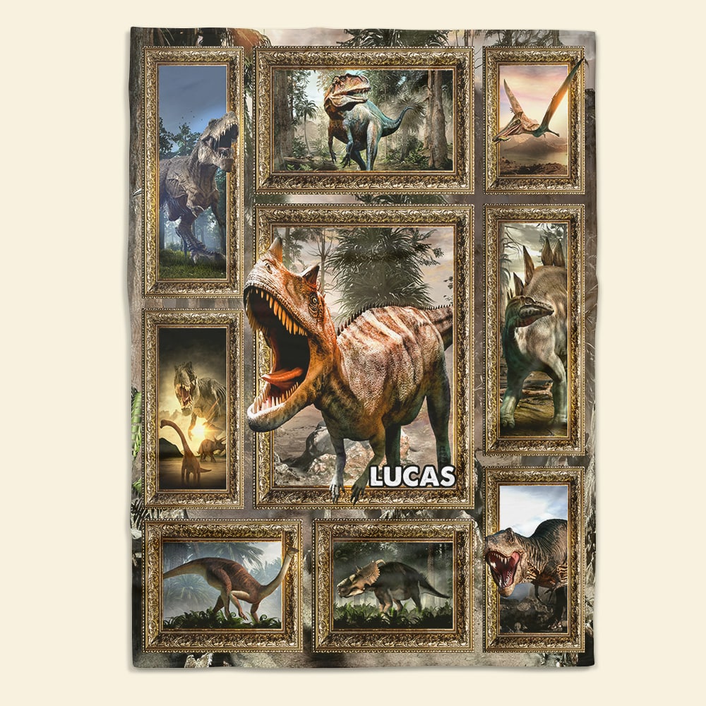 Personalized Dinosaur Lovers Blanket - Custom Name Gift Blanket PopCulturePrints