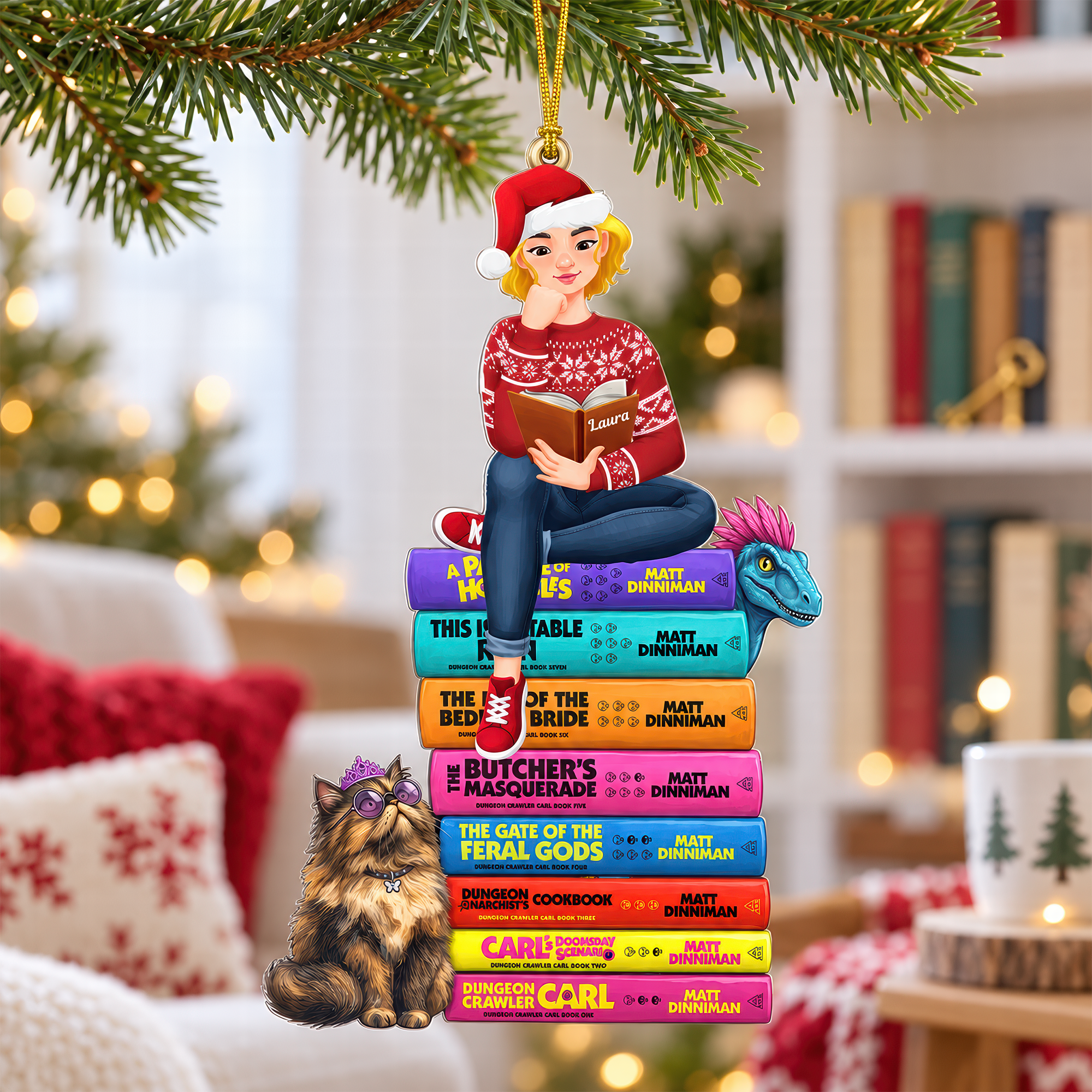 "Ignite Your Imagination" - Personalized Mystical Bookish Adventure Ornament - Custom Gift for Book Lovers Ornament PopCulturePrints