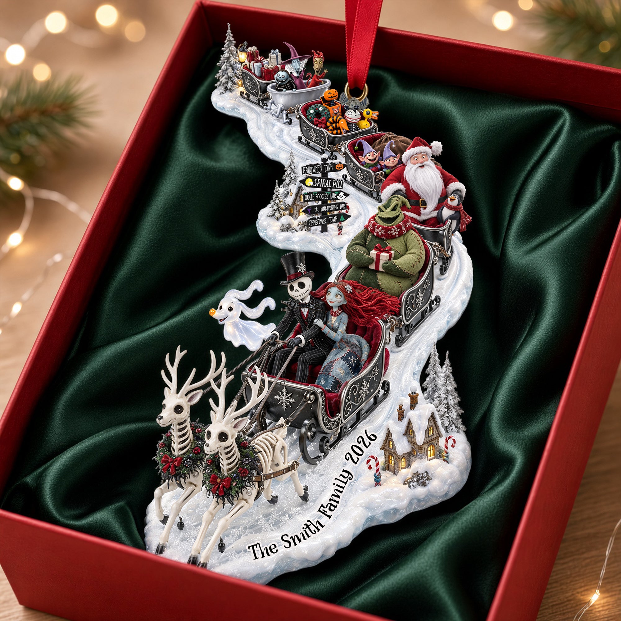 Bring Joy with Whimsical Sleigh Acrylic Ornament - Personalized Holiday Gift for Everyone Ornament PopCulturePrints