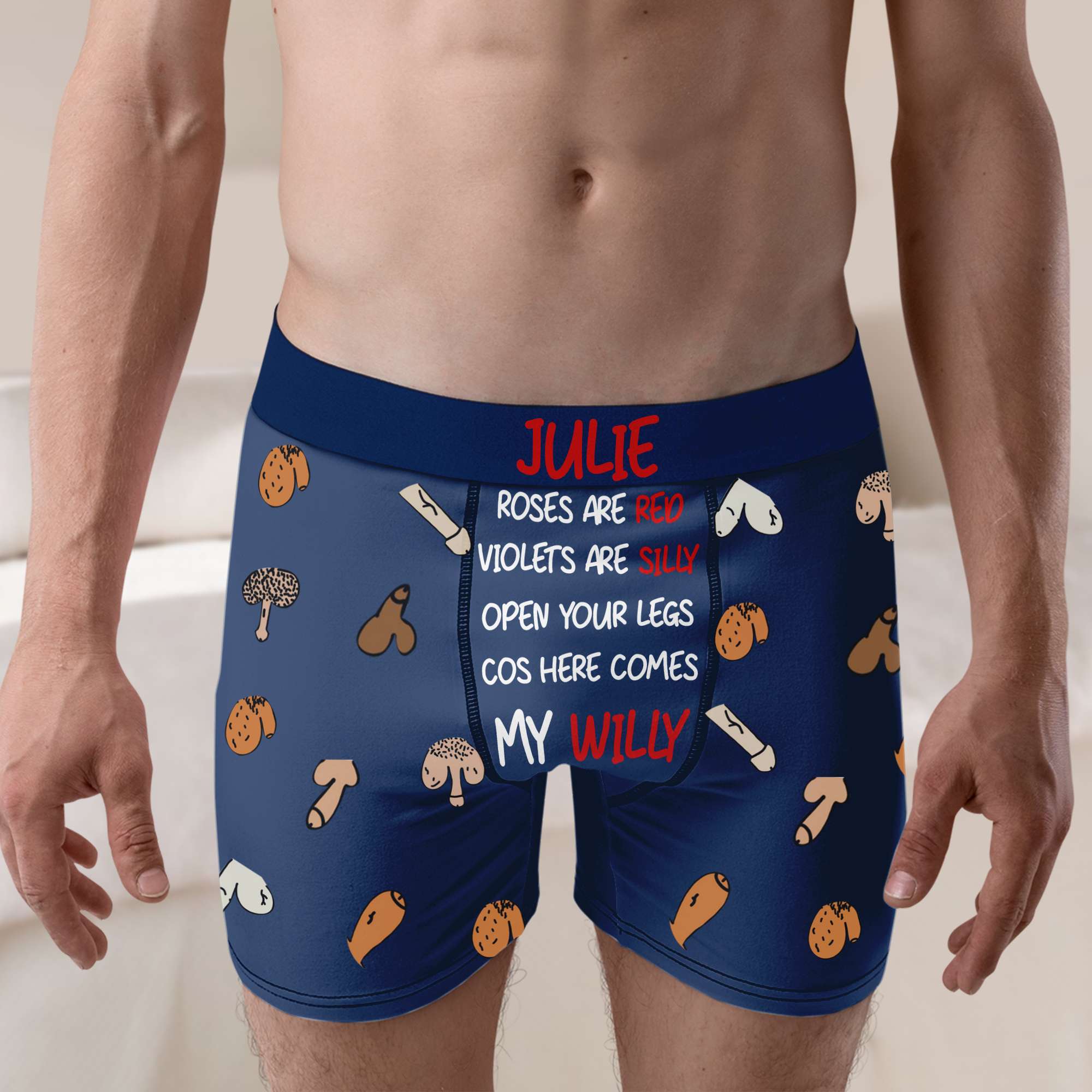 Personalized Men's Boxers - Cheeky Cock and Dick Pattern Boxer Briefs PopCulturePrints