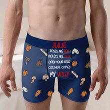 Load image into Gallery viewer, Personalized Men's Boxers - Cheeky Cock and Dick Pattern Boxer Briefs PopCulturePrints
