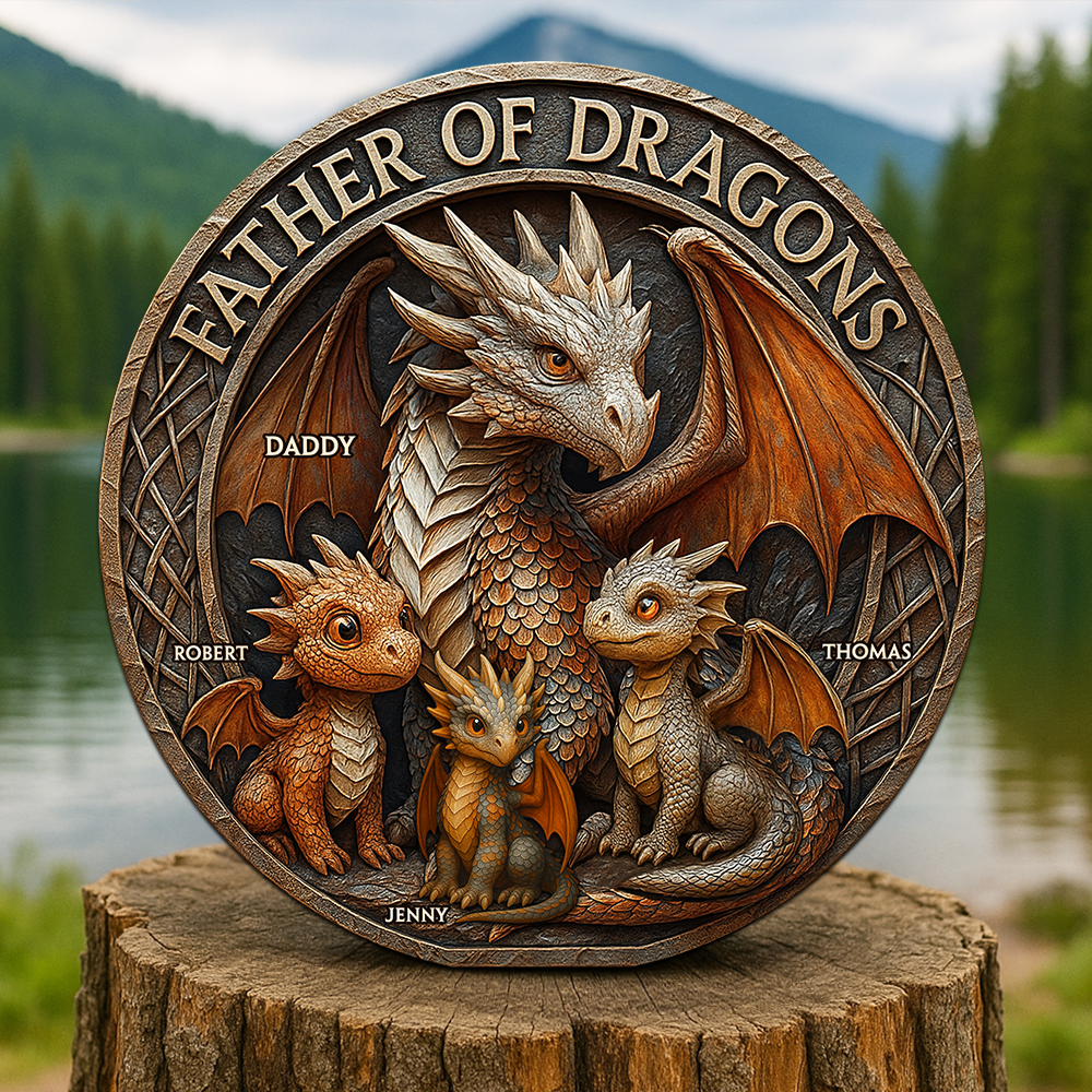 "Father of Dragons" - Personalized Acrylic Plaque Gift for Dads, Grandpas & More Shaped Plaques PopCulturePrints