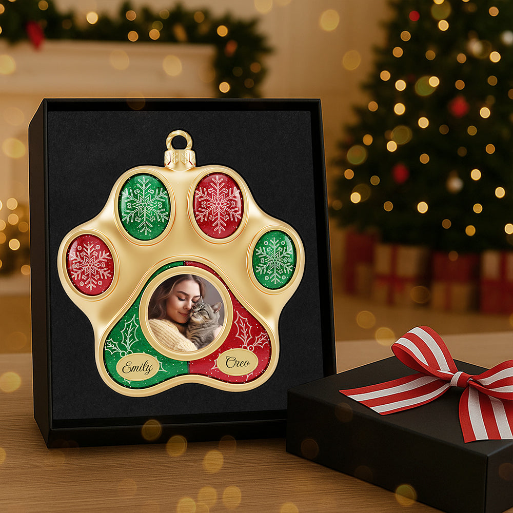 "Keep Your Feline Friends Close" - Personalized Cat Paw Shape Acrylic Christmas Ornament - Unique Gift for Cat Lovers Ornament PopCulturePrints