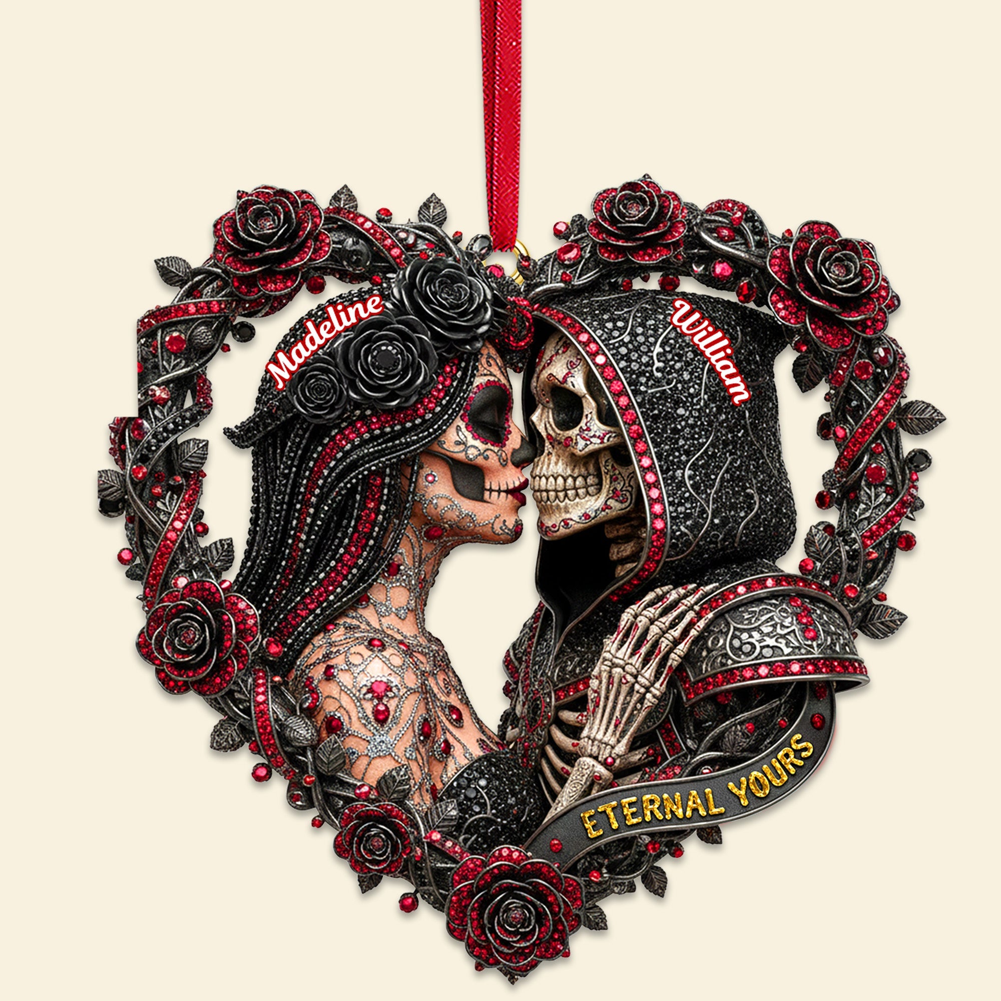 Eternal Yours - Personalized Skull Couple Ornament | Perfect Gift for Lovers Ornament PopCulturePrints