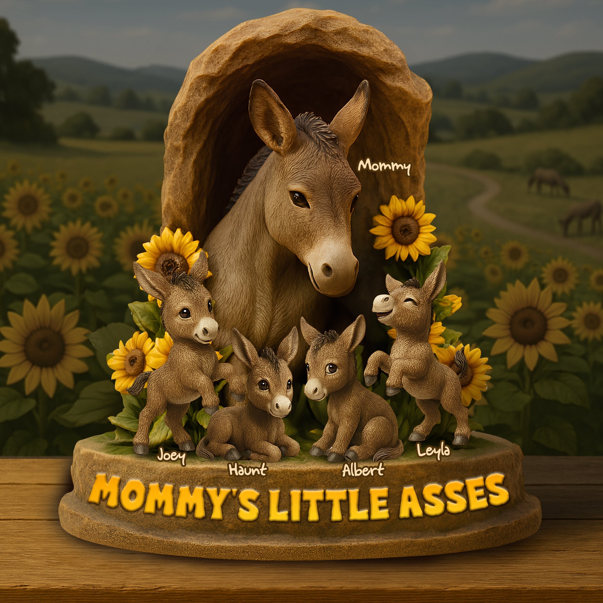 “Mama & Her Little Asses” - Personalized Donkey Acrylic Plaque - Gift for Mom & Grandma Shaped Plaques PopCulturePrints