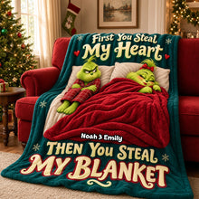 Load image into Gallery viewer, First You Steal My Heart, Then You Steal My Blanket - Personalized Couple Blanket Blanket PopCulturePrints
