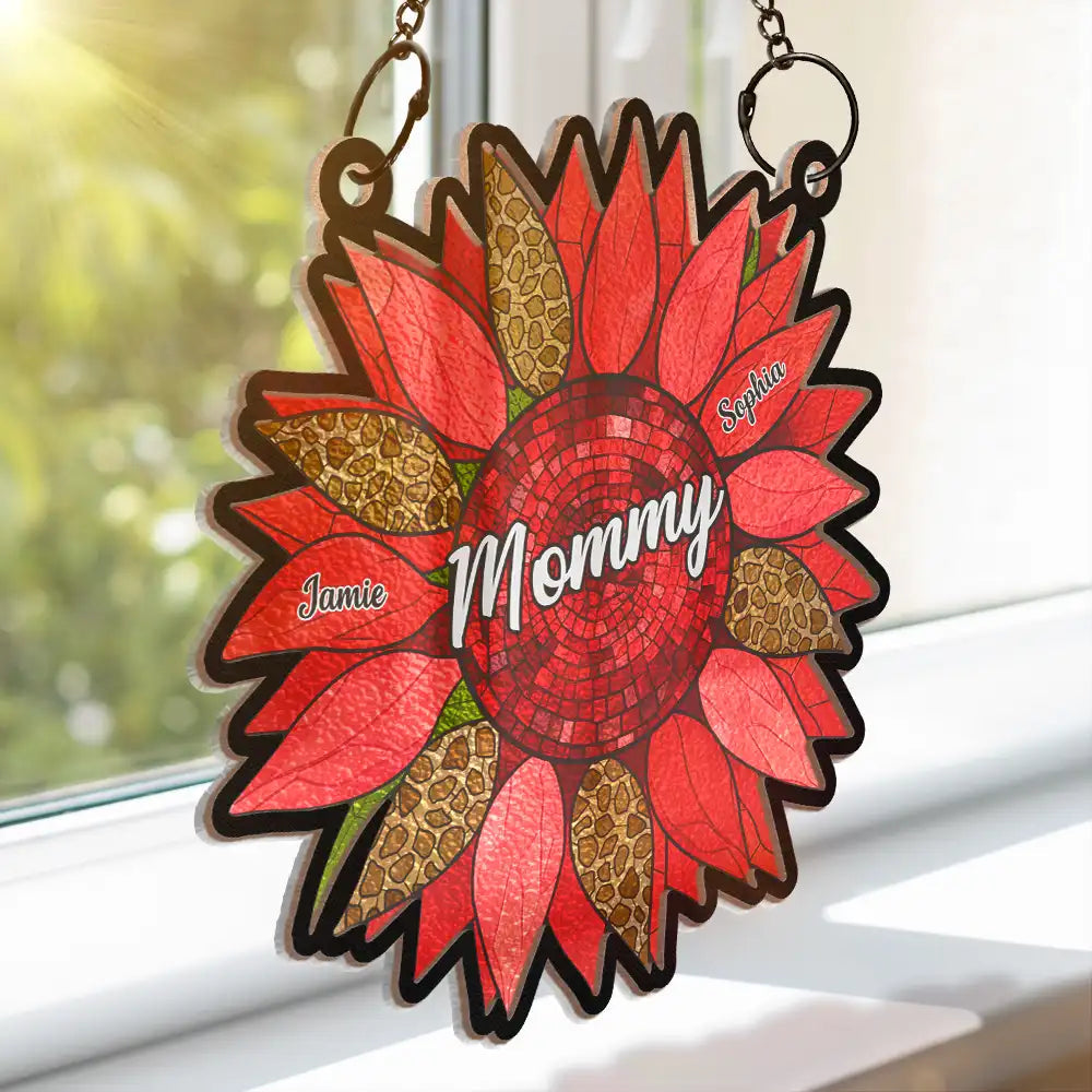 Nana’s Family Sunflower of Love - A Personalized Suncatcher Ornament for Nana and Her Loved Ones Suncatcher Ornament PopCulturePrints