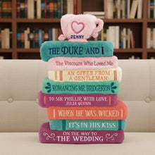 Load image into Gallery viewer, "A Cozy Reading Experience Awaits!" - Book Stack Custom Shaped Pillow - Personalized Gift for Book Lovers Pillow PopCulturePrints
