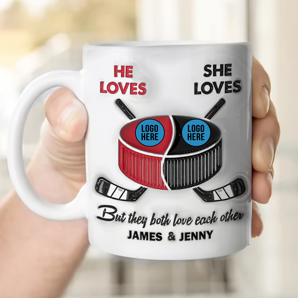 Custom Ice Hockey Couple Mugs - Unique Valentine’s Day Gifts for Hockey Lovers Coffee Mug PopCulturePrints