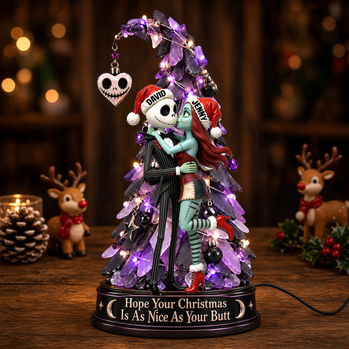 Hope Your Christmas Is As Nice As Your Butt - Romantic Kissing Skull Couple Acrylic Light Box - Personalized Christmas Gift Light Box PopCulturePrints