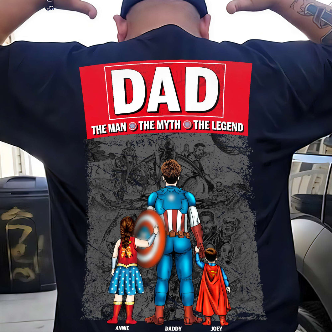 The Man, The Myth, The Legend - Hero Dad Shirt - Personalized Gift for Dad, Grandpa, and Father Figures Shirts PopCulturePrints
