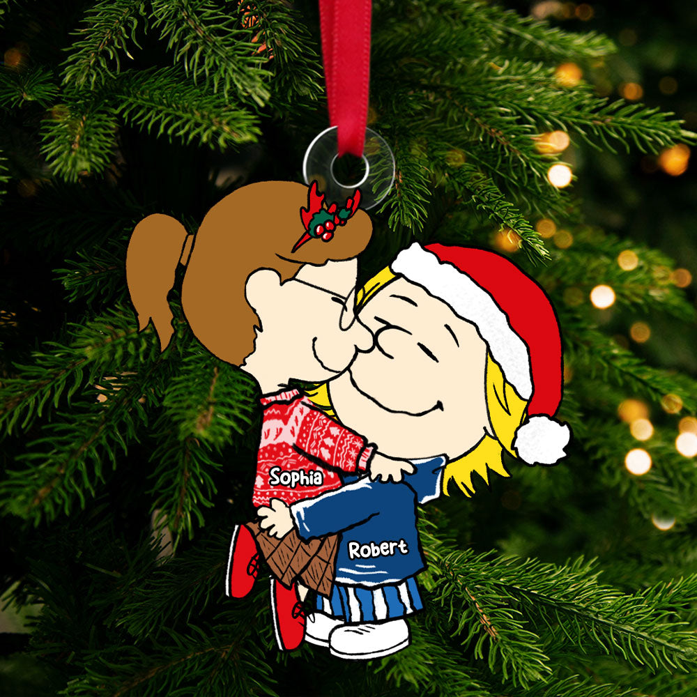 Custom Cartoon Couple Christmas Ornament Gift