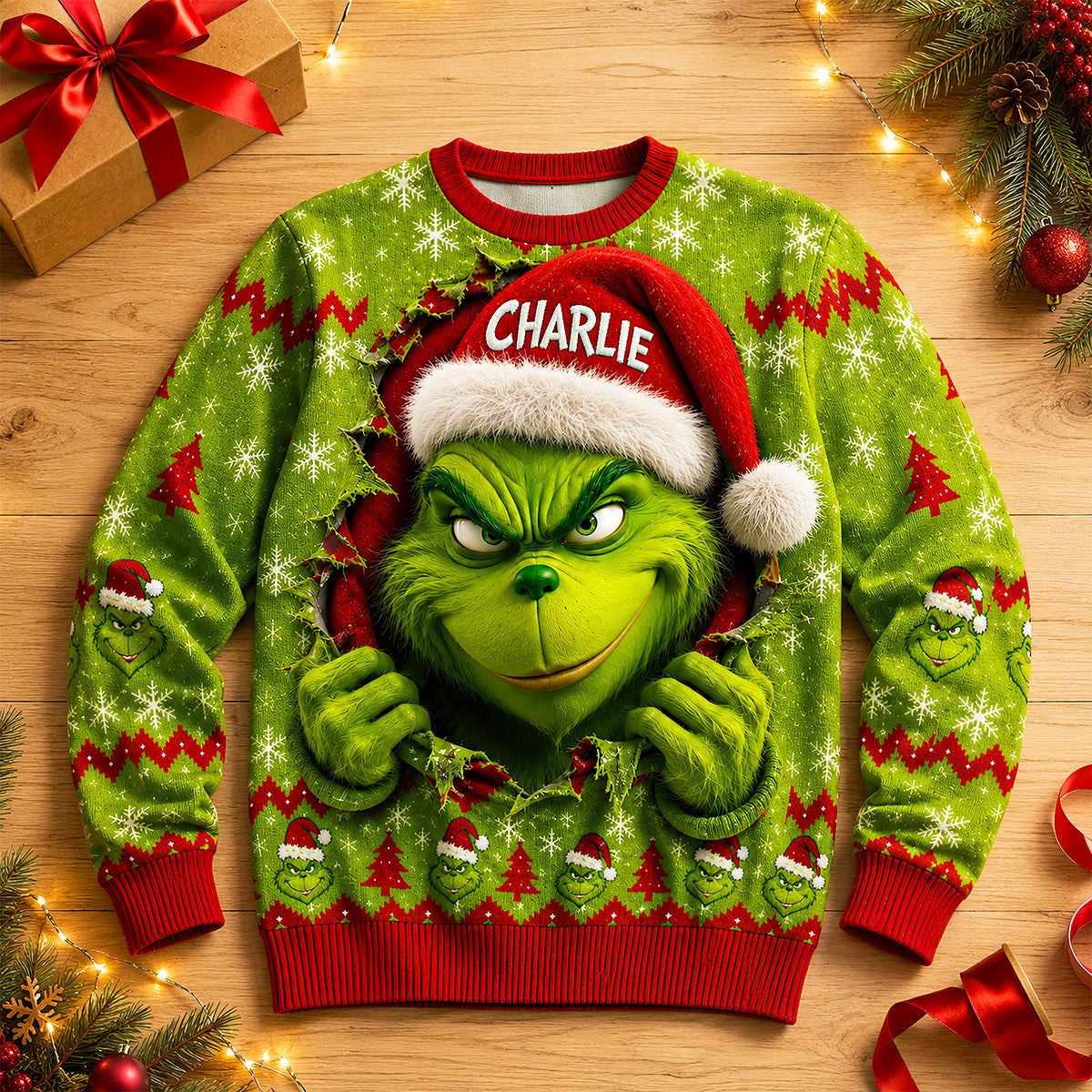 “Unwrap the Fun with Our Mischievous Santa Hat Shirt!” - Personalized Christmas Gift for Everyone