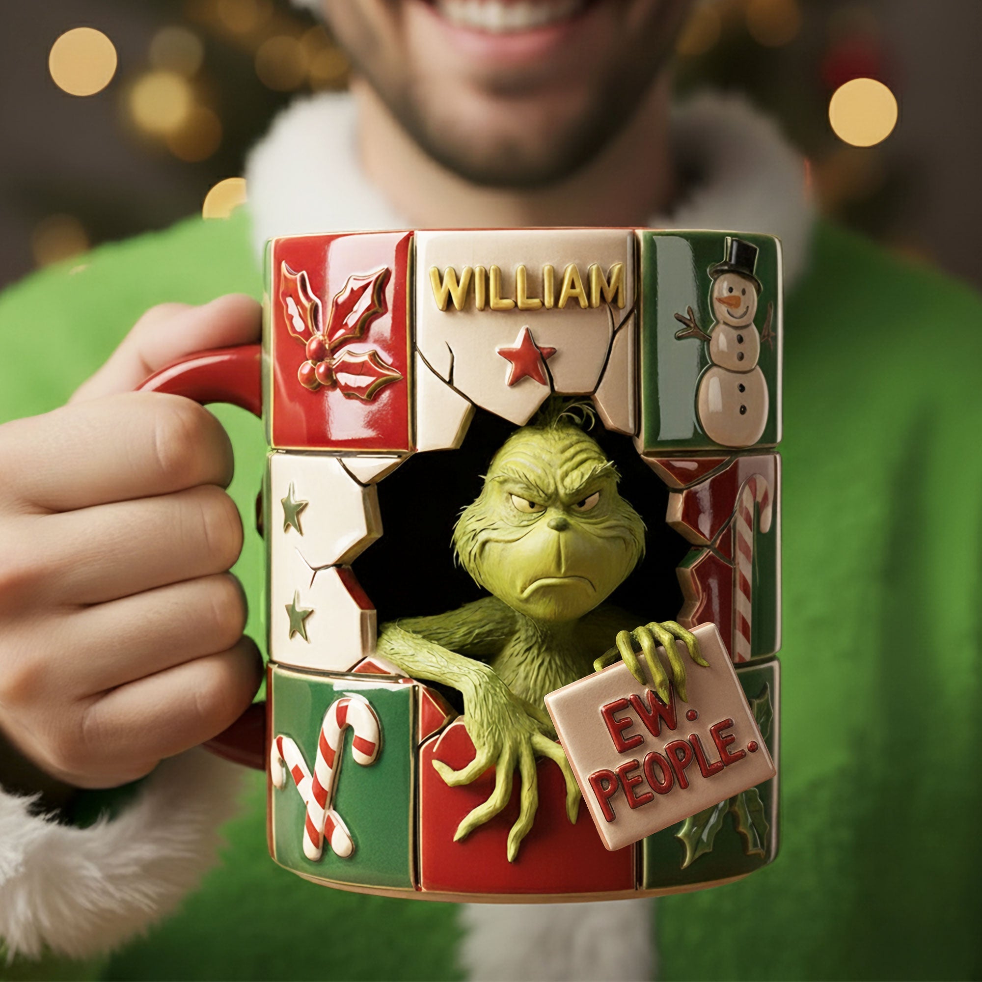 "Ew People!" – Funny Green Monster Coffee Mug – Personalized Gift for Christmas Coffee Mug PopCulturePrints