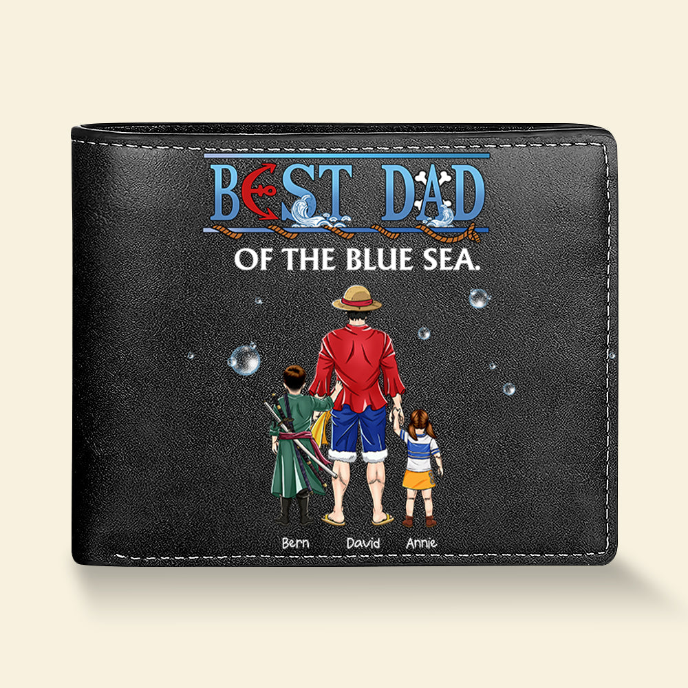 Best Dad of the Blue Sea Personalized PU Leather Wallet Leather Wallet PopCulturePrints