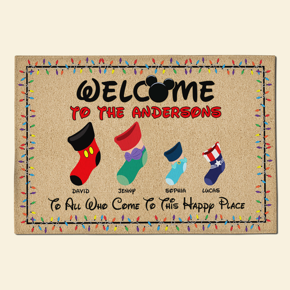 Personalized Family Christmas Stocking Doormat