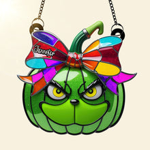 Load image into Gallery viewer, Customize Your Joy with a Green Pumpkin Suncatcher Ornament - Perfect Personalized Gift for Movie Fans Ornament PopCulturePrints
