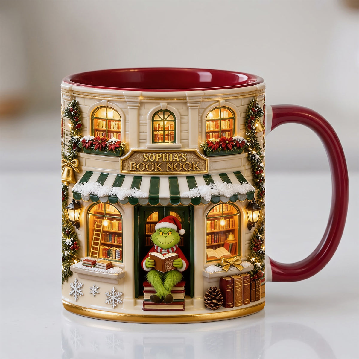 "Embrace the Cozy Spirit!" - Cozy Winter Bookstore Coffee Mug - Personalized Gift for Book Lovers Coffee Mug PopCulturePrints