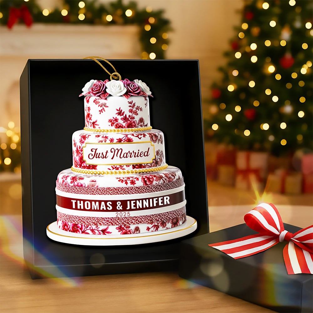 Just Married - Custom Personalized Christmas Ornament for Newlyweds Ornament PopCulturePrints
