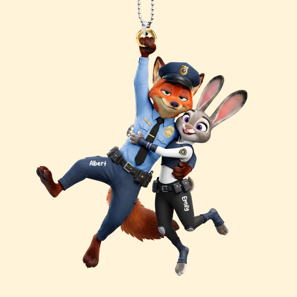 Love in the Line of Duty: Police Couple Car Ornament - Personalized Gifts for Couples Ornament PopCulturePrints