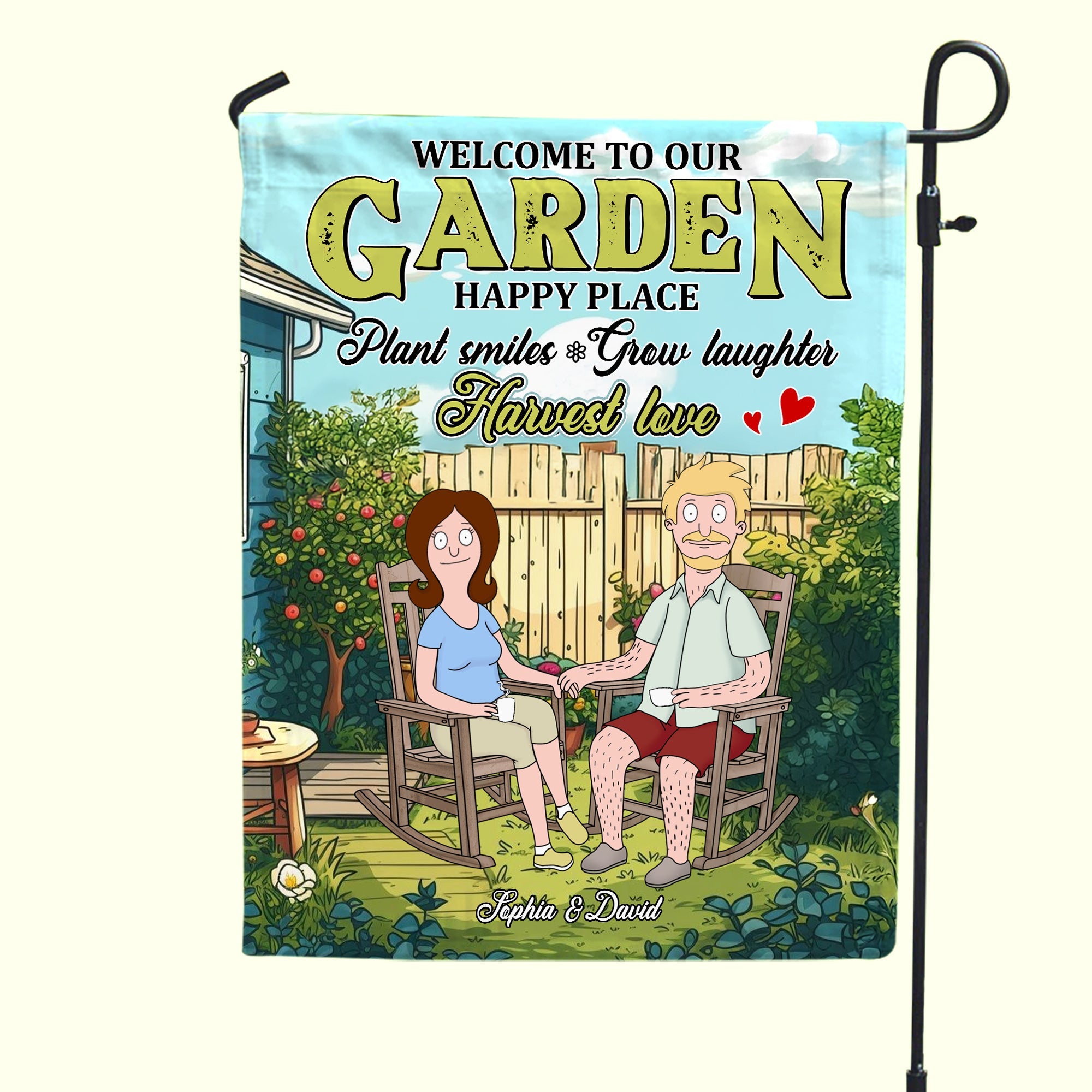 Welcome to Our Garden - Personalized Couple Garden Flag Garden Flag PopCulturePrints