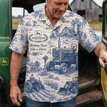 Load image into Gallery viewer, Nothing Runs Like a Deere - Farm Life Toile de Jouy Hawaiian Shirt - Personalized Gifts for Farmers
